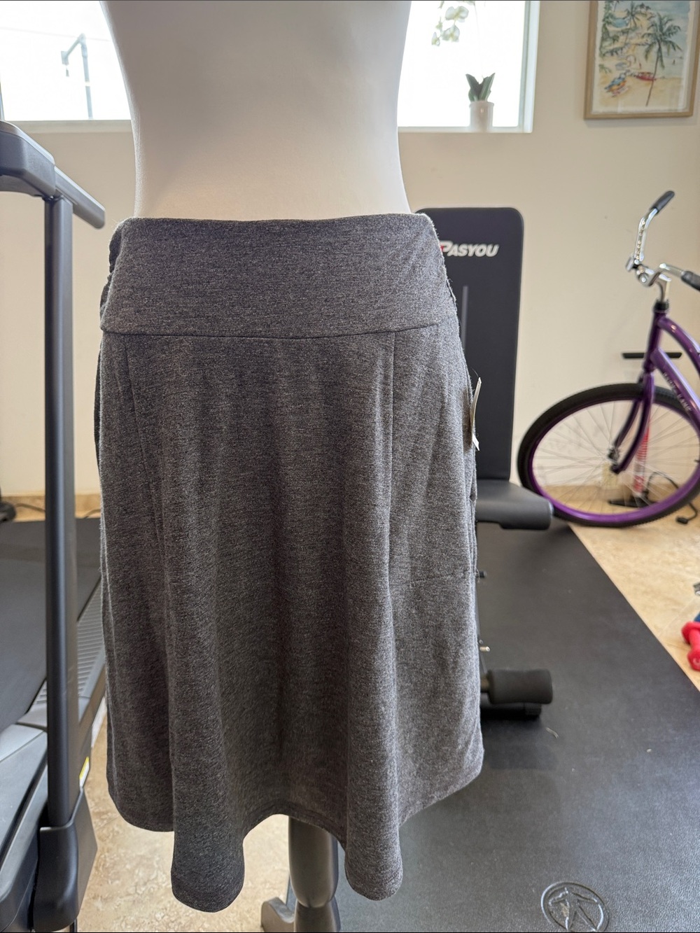 Talbots Heather Gray Knit Skirt with Wide Waistband Small